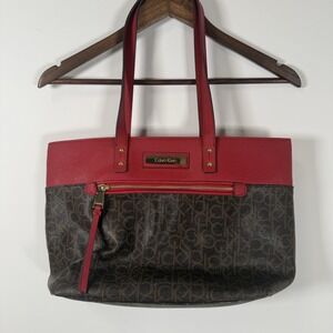 Calvin Klein Logo‎ Purse Ted Brown Gold Tote Medium Size